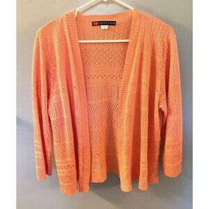 NWOT IB Diffusion Open Knit Peachy Orange  Lightweight Sweater Size Large